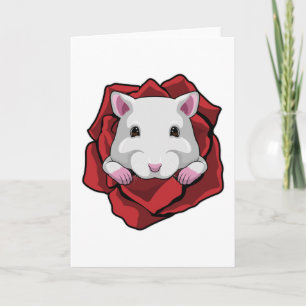 Hamster mit Rose Karte