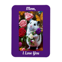 Hamster mit Rose Muttertagsmagnet Magnet