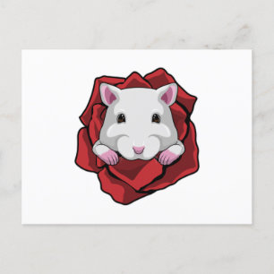 Hamster mit Rose Postkarte