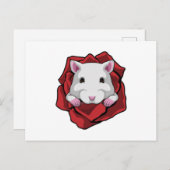 Hamster mit Rose Postkarte (Vorne/Hinten)