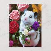 Hamster mit Rose Postkarte (Vorderseite)