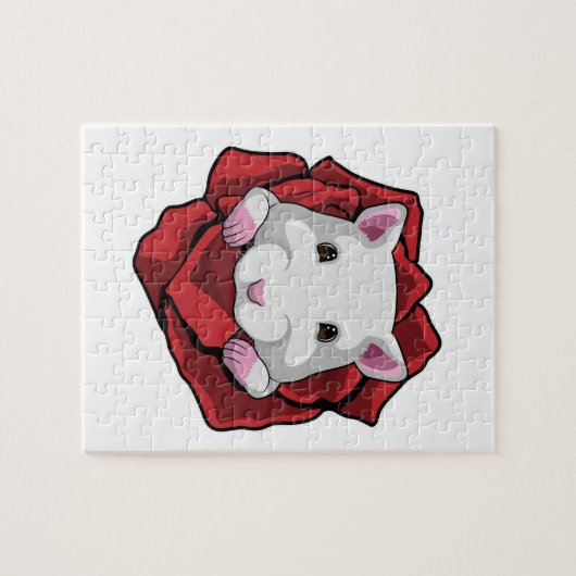 Hamster mit Rose Puzzle (Horizontal)