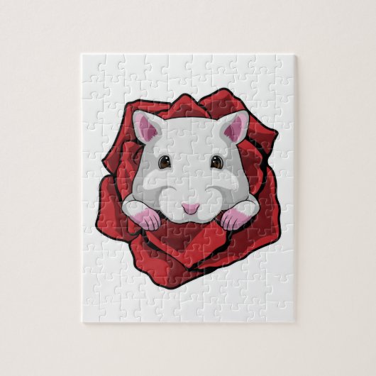 Hamster mit Rose Puzzle (Vertikal)