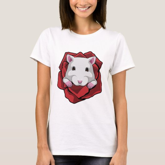 Hamster mit Rose T-Shirt (Vorderseite)