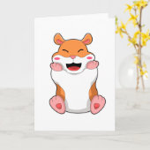 Hamster mit roten Wangen Karte (Gelbe Blume)