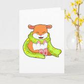 Hamster mit Schal Karte (Gelbe Blume)