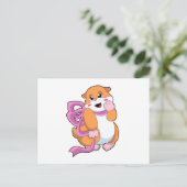 Hamster mit Schleife Postkarte (Stehend Vorderseite)