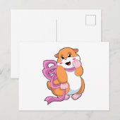 Hamster mit Schleife Postkarte (Vorne/Hinten)