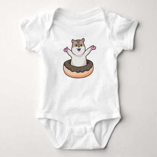 Hamster mit Schokolade Donut Baby Strampler (Vorderseite)