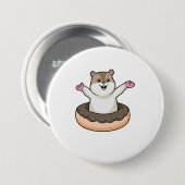 Hamster mit Schokolade Donut Button (Vorne & Hinten)