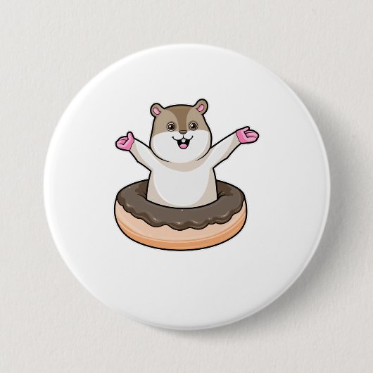 Hamster mit Schokolade Donut Button (Vorderseite)