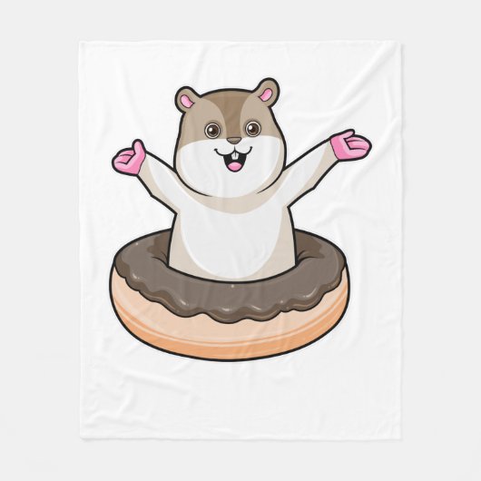 Hamster mit Schokolade Donut Fleecedecke (Vorderseite)
