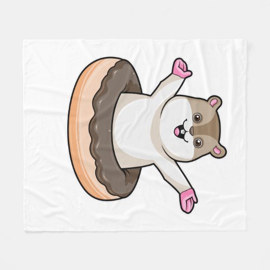 Hamster mit Schokolade Donut Fleecedecke (Vorderseite (Horizontal))