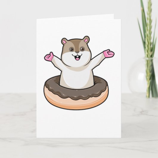 Hamster mit Schokolade Donut Karte (Vorderseite)