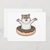 Hamster mit Schokolade Donut Postkarte (Vorne/Hinten)