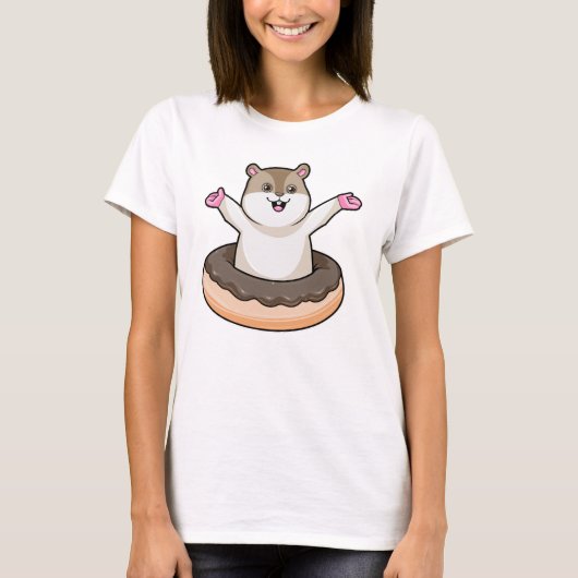 Hamster mit Schokolade Donut T-Shirt (Vorderseite)
