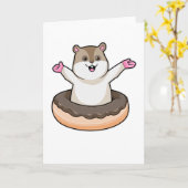 Hamster mit Schokoladen-Donut Karte (Gelbe Blume)