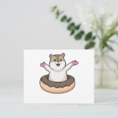 Hamster mit Schokoladen-Donut Postkarte (Stehend Vorderseite)