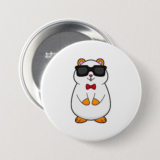 Hamster mit Sonnenbrille & Bow-Krawatte Button (Vorne & Hinten)
