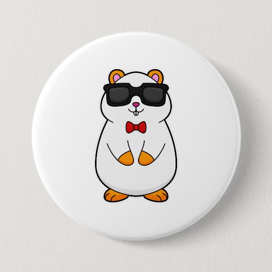 Hamster mit Sonnenbrille & Bow-Krawatte Button (Vorderseite)