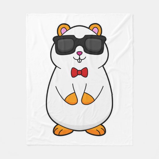 Hamster mit Sonnenbrille & Bow-Krawatte Fleecedecke (Vorderseite)