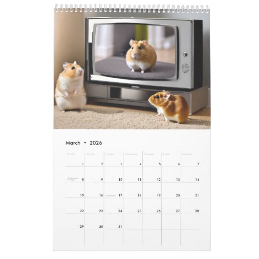 Hamster mit Spaß im Kalender (Mär 2026)