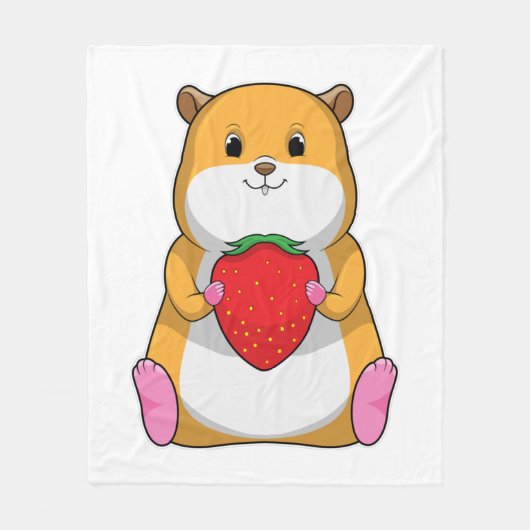 Hamster mit Strawberry Fleecedecke (Vorderseite)