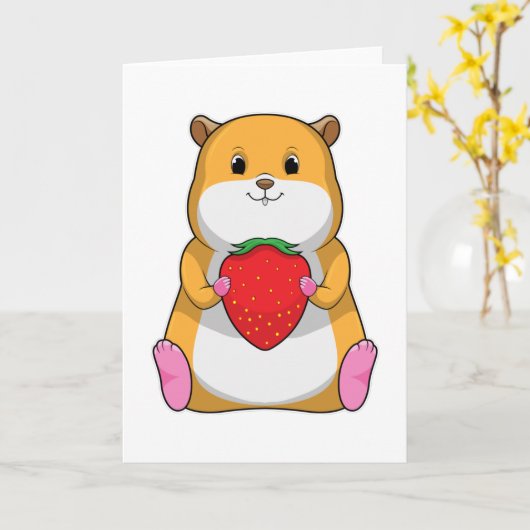 Hamster mit Strawberry Karte (Gelbe Blume)