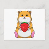 Hamster mit Strawberry Postkarte (Vorderseite)