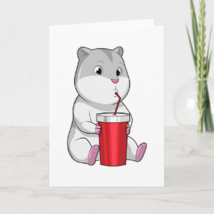 Hamster mit Tasse und Trinkstroh Karte