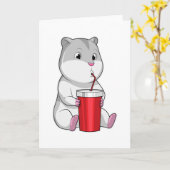 Hamster mit Tasse und Trinkstroh Karte (Gelbe Blume)