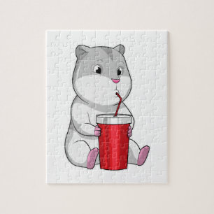 Hamster mit Tasse und Trinkstroh Puzzle