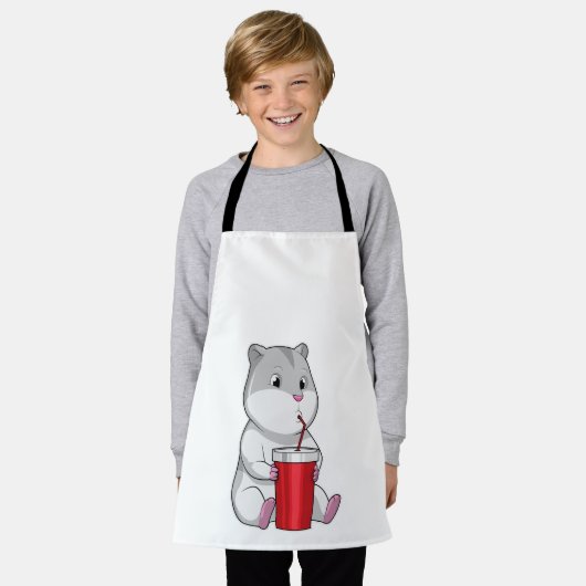 Hamster mit Tasse und Trinkstroh Schürze (Getragen)