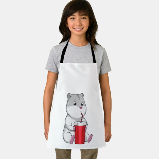 Hamster mit Tasse und Trinkstroh Schürze (Insitu)