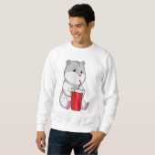 Hamster mit Tasse und Trinkstroh Sweatshirt (Vorne ganz)