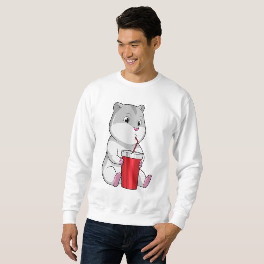 Hamster mit Tasse und Trinkstroh Sweatshirt (Vorne ganz)