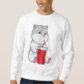 Hamster mit Tasse und Trinkstroh Sweatshirt (Vorderseite)