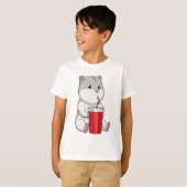 Hamster mit Tasse und Trinkstroh T-Shirt (Vorne ganz)