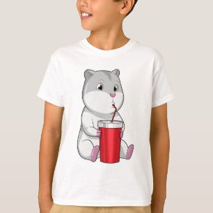Hamster mit Tasse und Trinkstroh T-Shirt