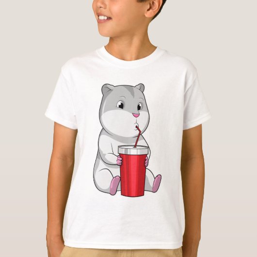 Hamster mit Tasse und Trinkstroh T-Shirt (Vorderseite)