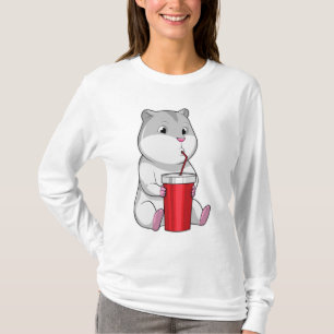 Hamster mit Tasse und Trinkstroh T-Shirt