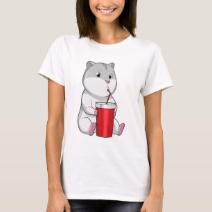 Hamster mit Tasse und Trinkstroh T-Shirt