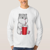 Hamster mit Tasse und Trinkstroh T-Shirt (Vorderseite)