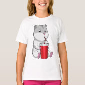 Hamster mit Tasse und Trinkstroh T-Shirt (Vorderseite)