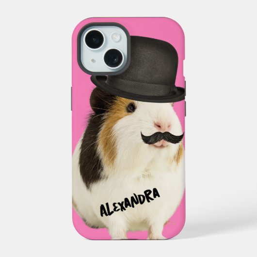 Hamster mit Top Hat Fun Animal iPhone 15 Hülle (Rückseite)
