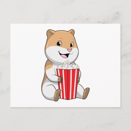 Hamster mit Tüte Popcorn Postkarte (Vorderseite)