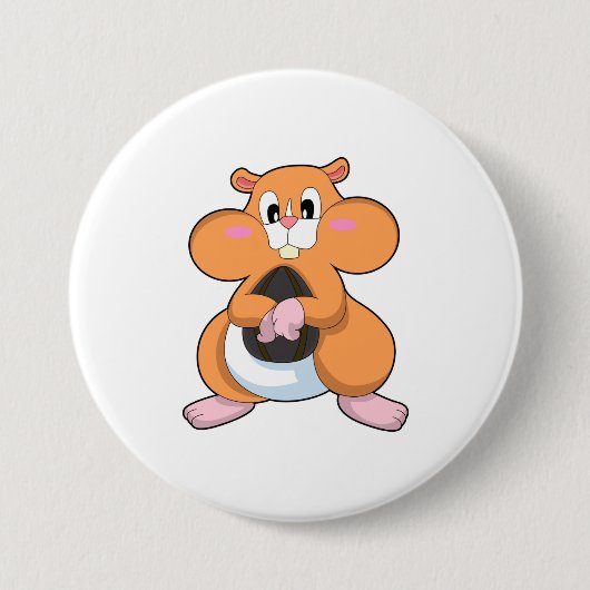 Hamster mit Walnuss Button (Vorderseite)