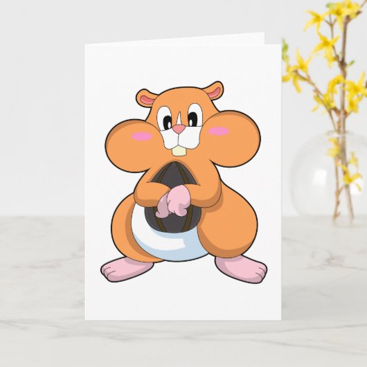 Hamster mit Walnuss Karte (Gelbe Blume)