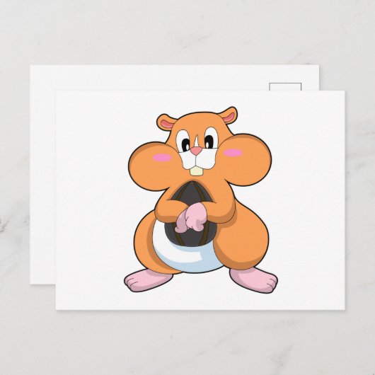 Hamster mit Walnuss Postkarte (Vorne/Hinten)