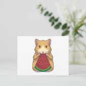 Hamster mit Wassermelone Postkarte (Stehend Vorderseite)